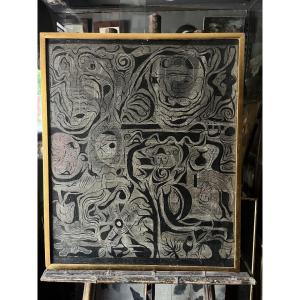 Anonymous, Abstract Composition, Oil On Canvas, Circa 1970–1980