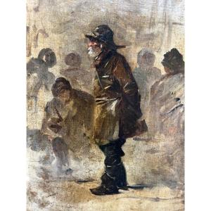 « Marin, Le Havre » Louis Arthur Soclet (1845-1900) Huile sur toile signée dédicacée et datée