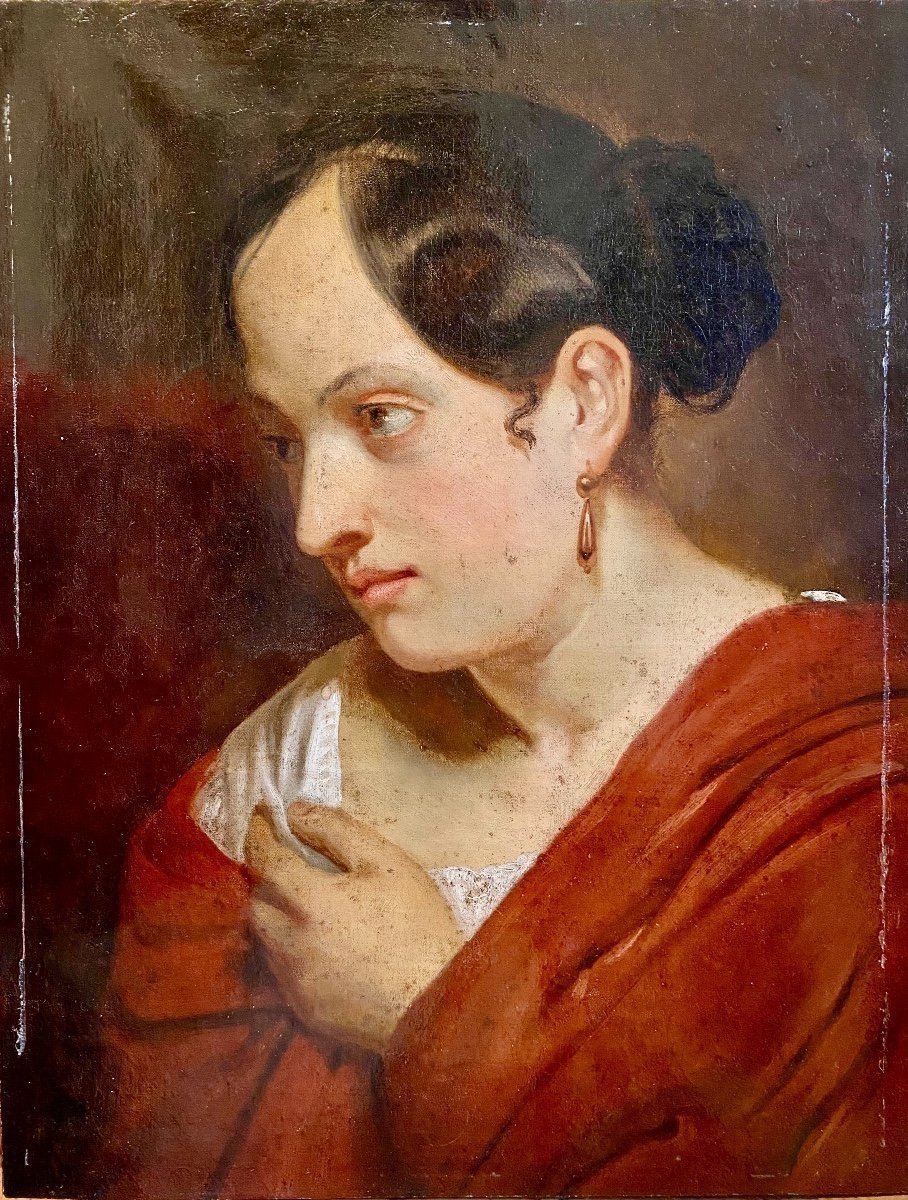 Portrait Of A Young Woman In Profile Looking Towards The Left.workshop Of Jean-auguste-dominique