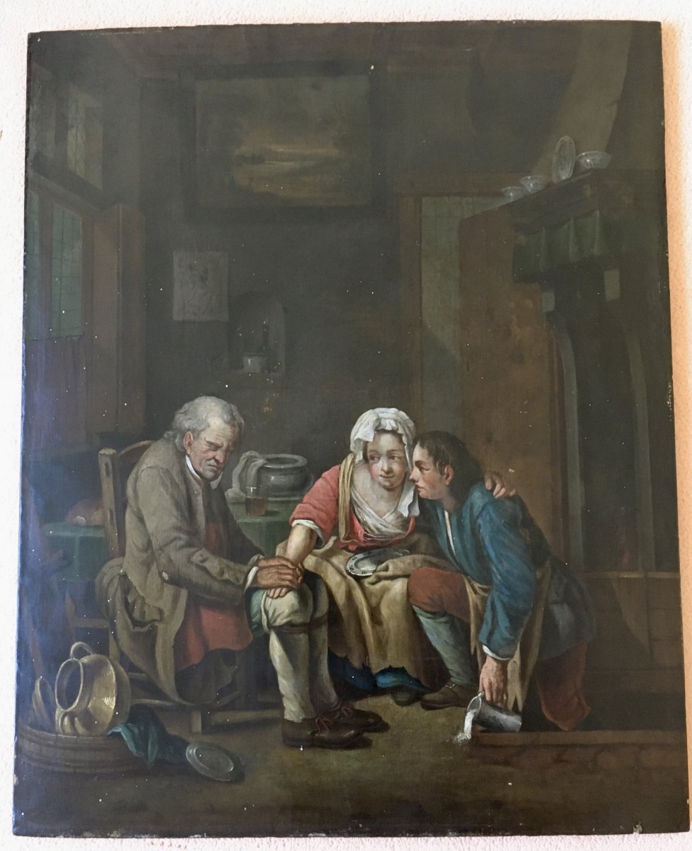 Entourage Jean Baptiste Greuze  (1725-1805) Huile Sur Panneau Du XVIIIème Siecle Signé Greuze