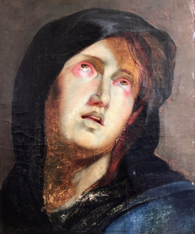 Tête De Vierge école Flamande  époque XVIIe Siècle