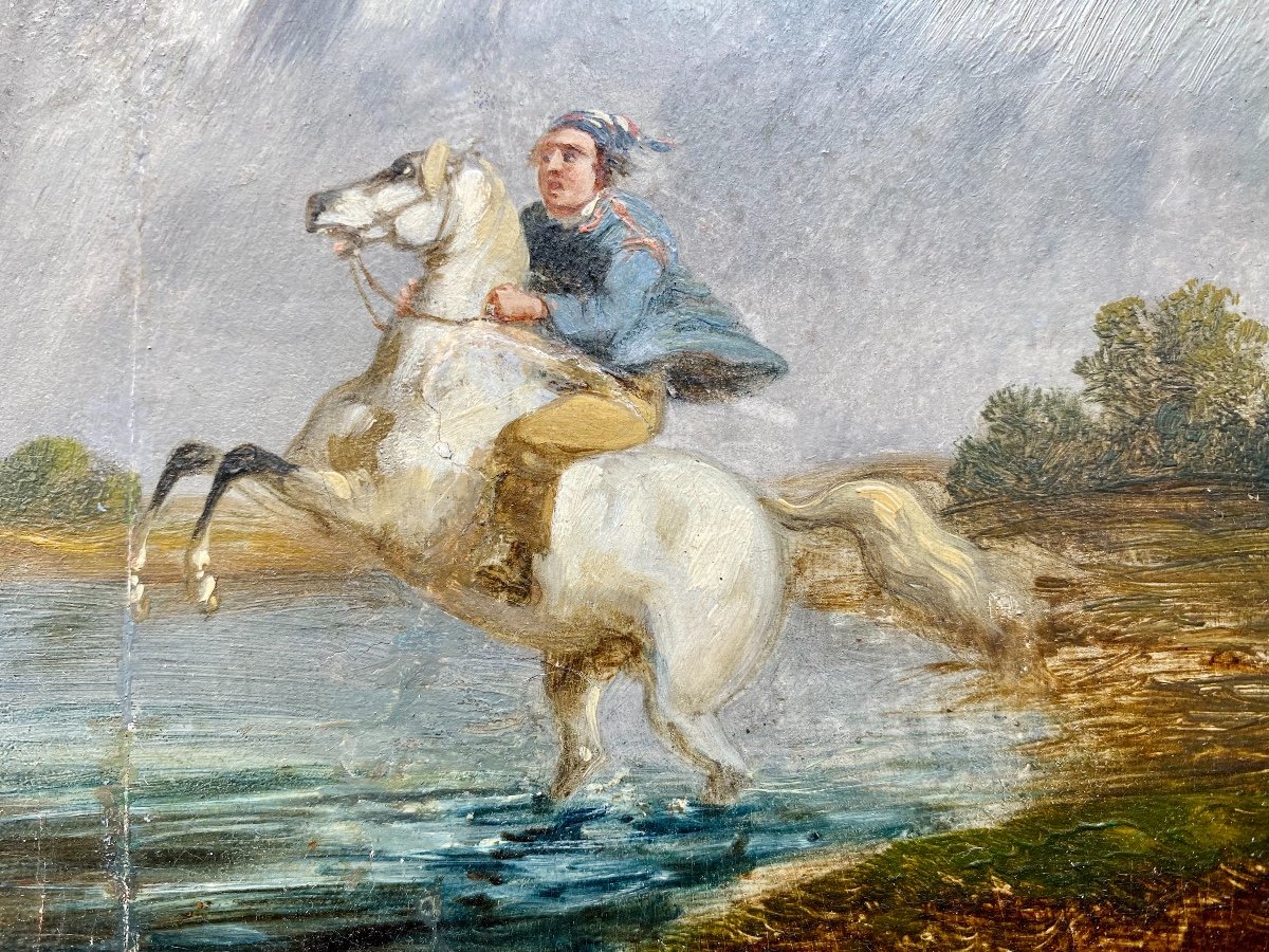 Jeune Homme à Cheval. École Française Du XIXe Siècle-photo-2