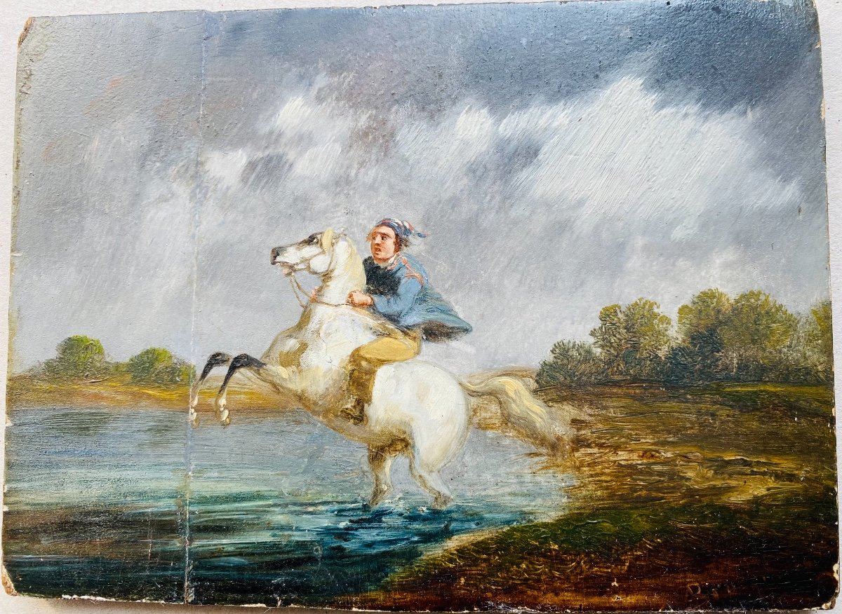 Jeune Homme à Cheval. École Française Du XIXe Siècle-photo-3