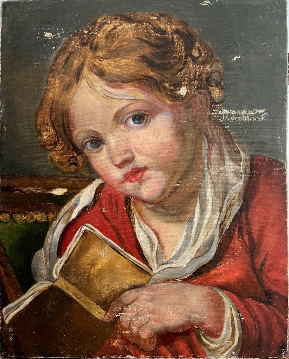 Jeune Enfant Tenant Un Livre Contre Sa Poitrine. Atelier  De Jean-baptiste Greuze (1725-1805)