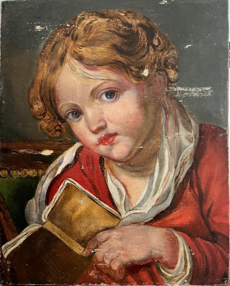 Young Child Holding A Book To His Chest. Workshop Of Jean-baptiste Greuze (1725-1805)