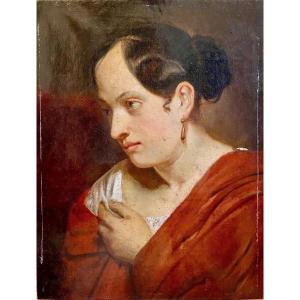 Portrait Of A Young Woman In Profile Looking Towards The Left.workshop Of Jean-auguste-dominique