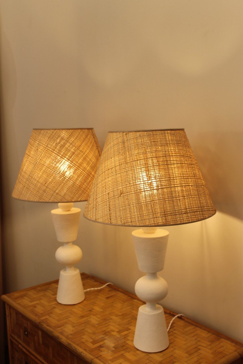 Paire Lampes Plâtres, XX ème-photo-6