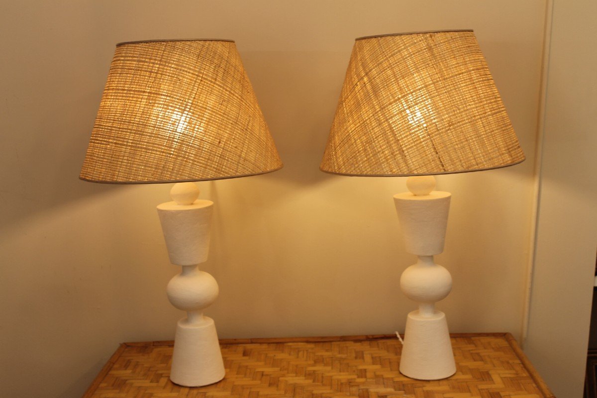 Paire Lampes Plâtres, XX ème