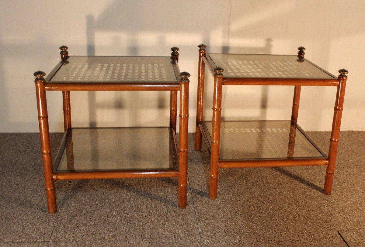 Pair Of Bamboo Tables, 20th Century-photo-3