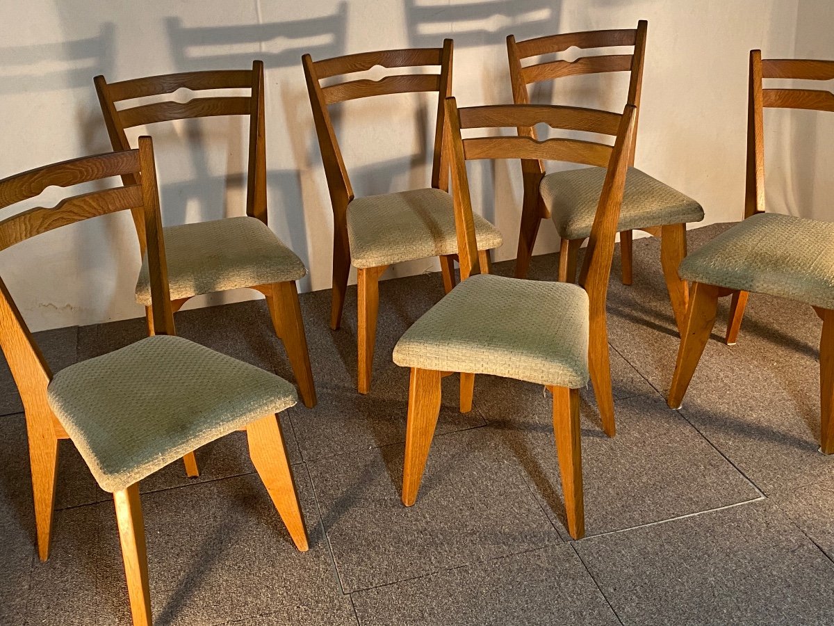 Six Guillerme Et Chambron Chairs, 1960-photo-3