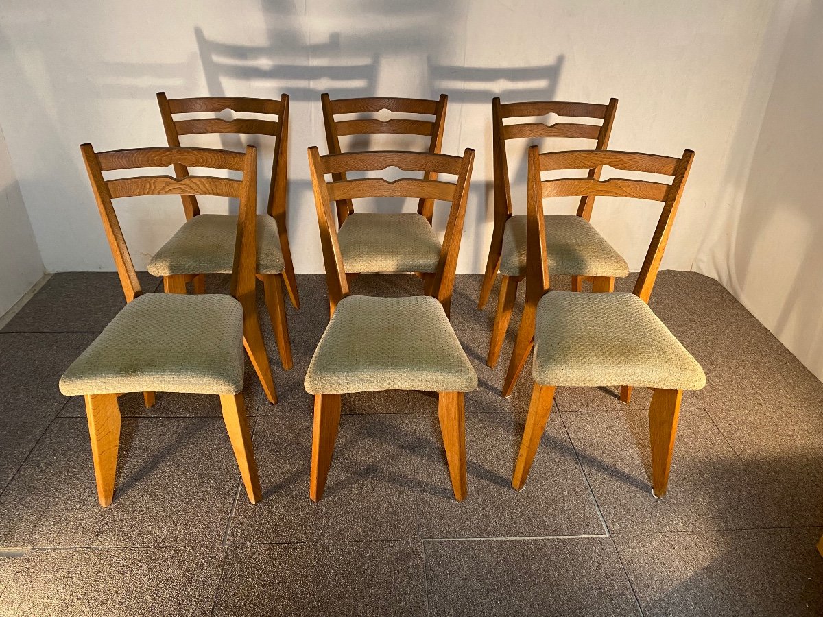 Six Guillerme Et Chambron Chairs, 1960-photo-6