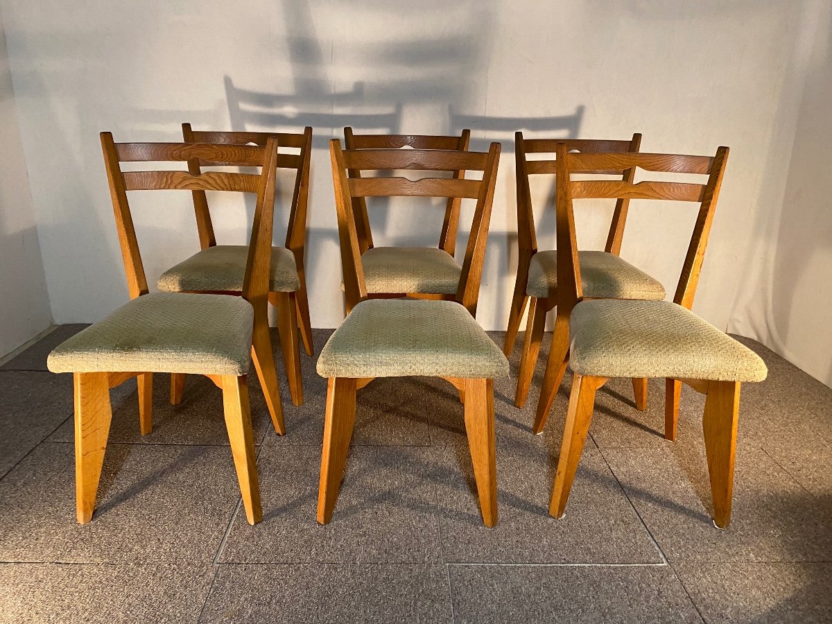 Six Guillerme Et Chambron Chairs, 1960
