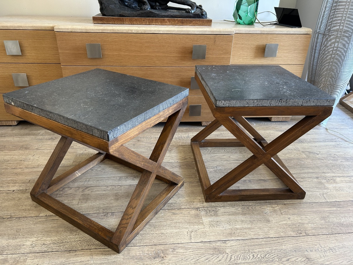 Paire tables, Neo classique, marbre-photo-2