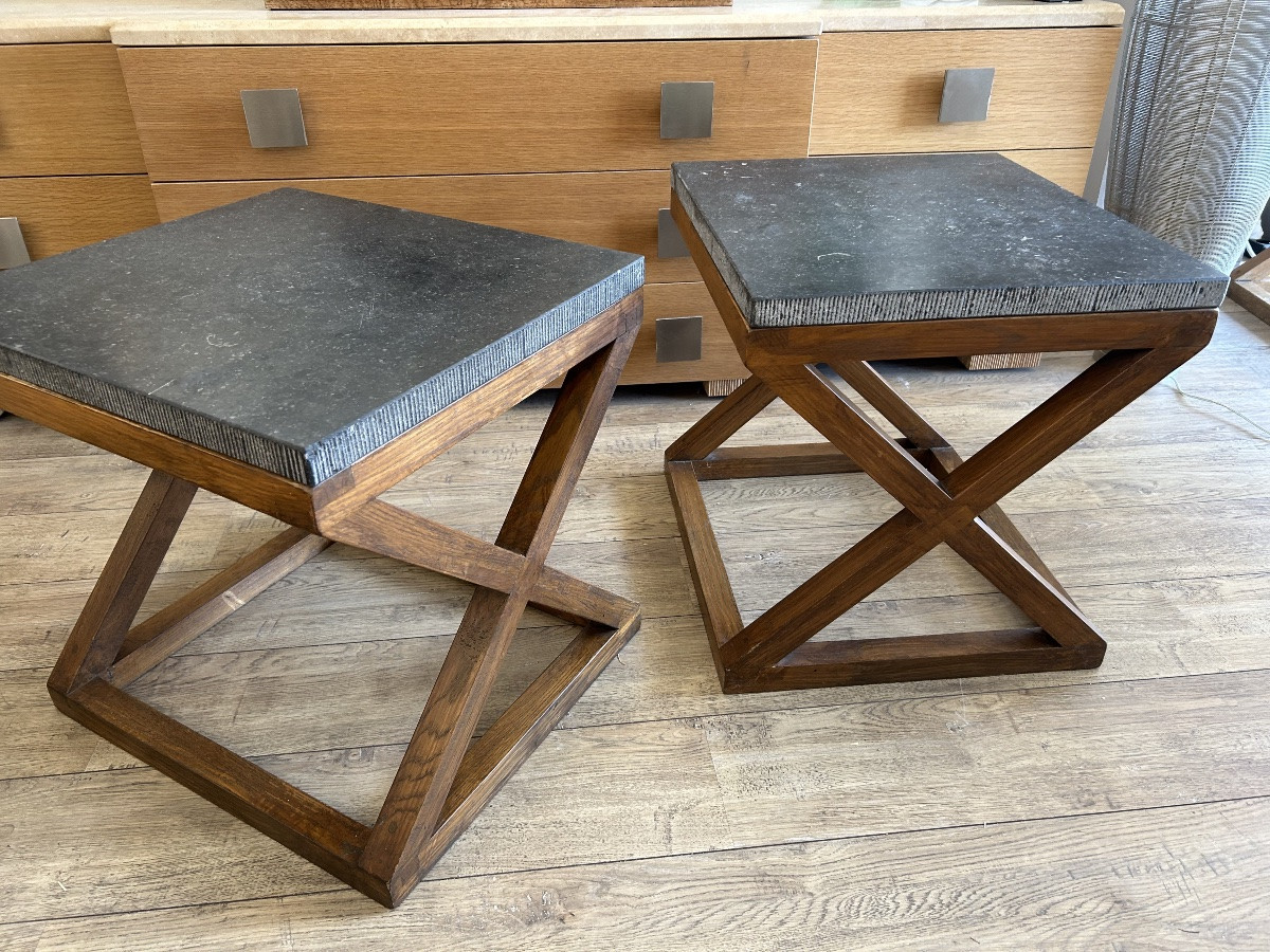 Paire tables, Neo classique, marbre-photo-5