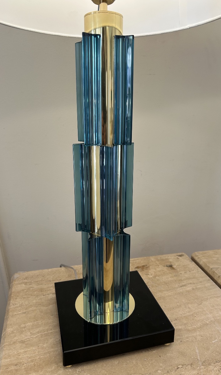 Paire lampes Murano, turquoise -photo-1