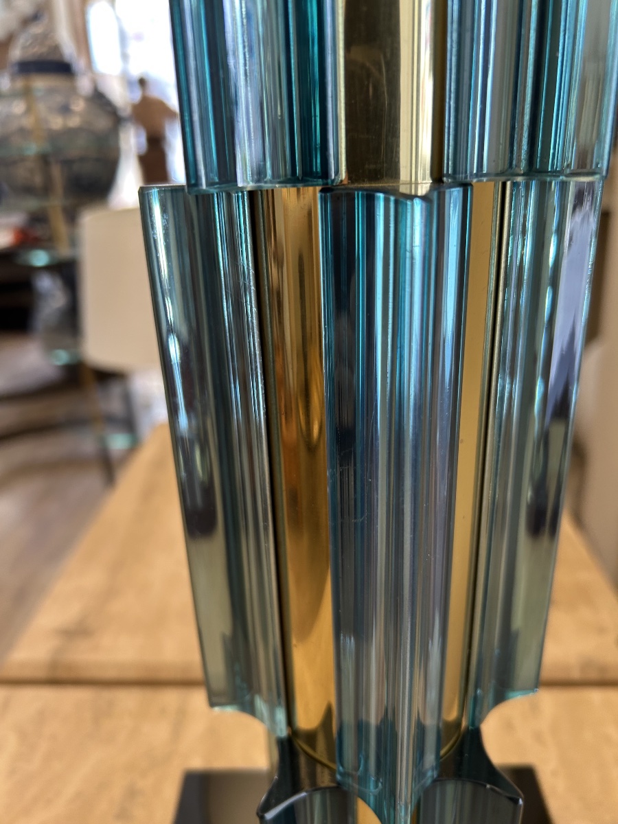 Paire lampes Murano, turquoise -photo-7