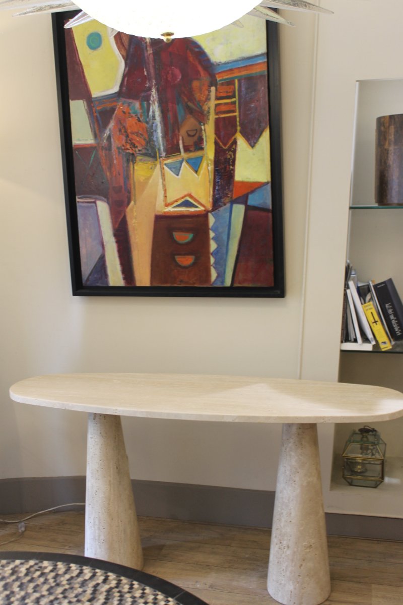 Travertine Console Table, Italy, 20th Century -photo-1