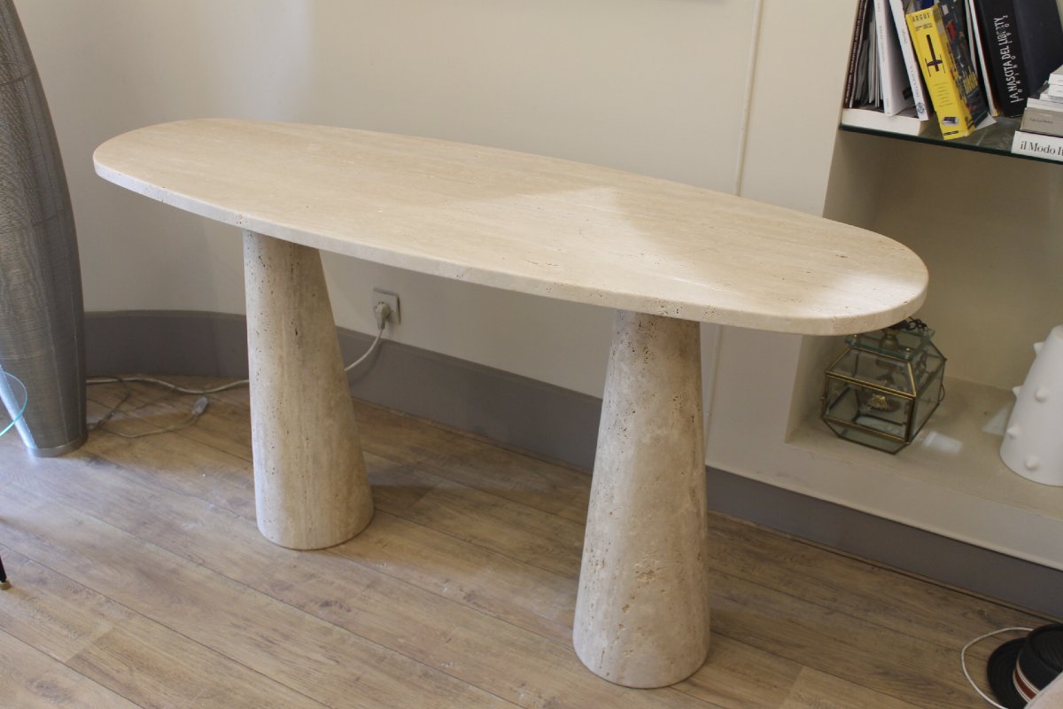 Travertine Console Table, Italy, 20th Century -photo-3