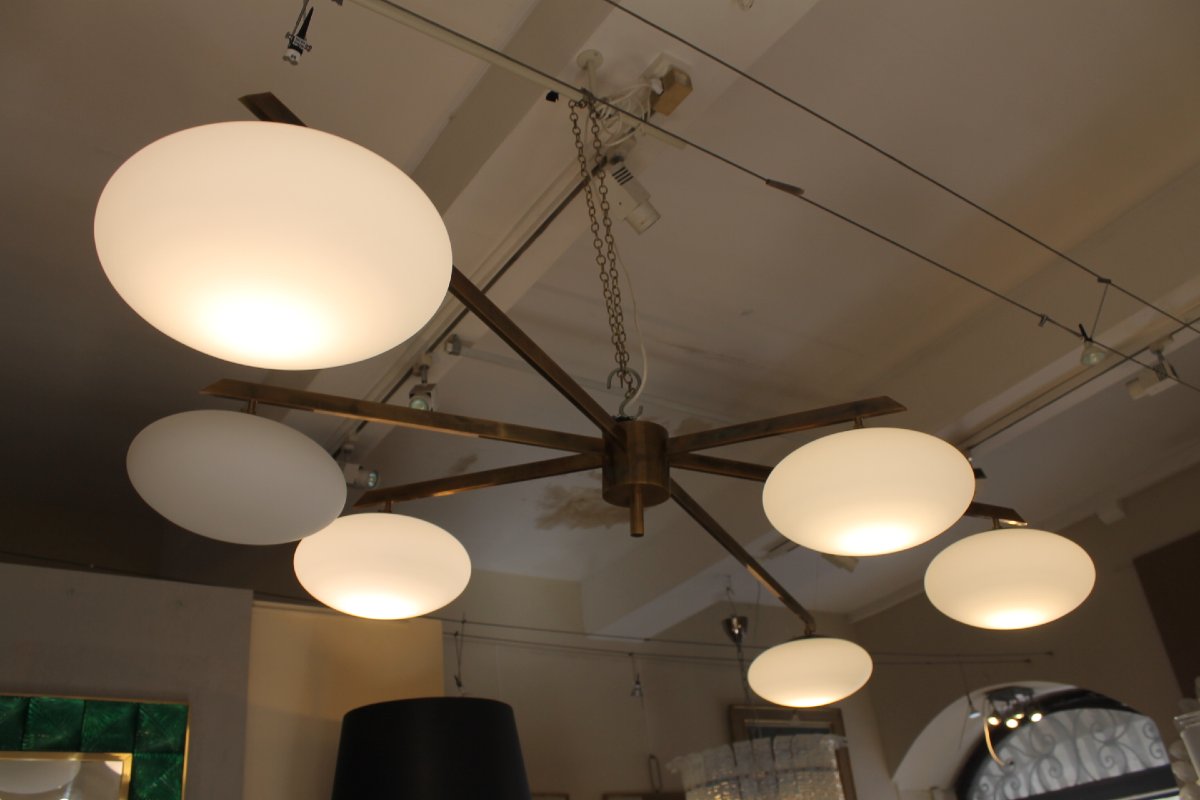 Designer Light Fixture, Stilnovo Style, 6 Globes-photo-1