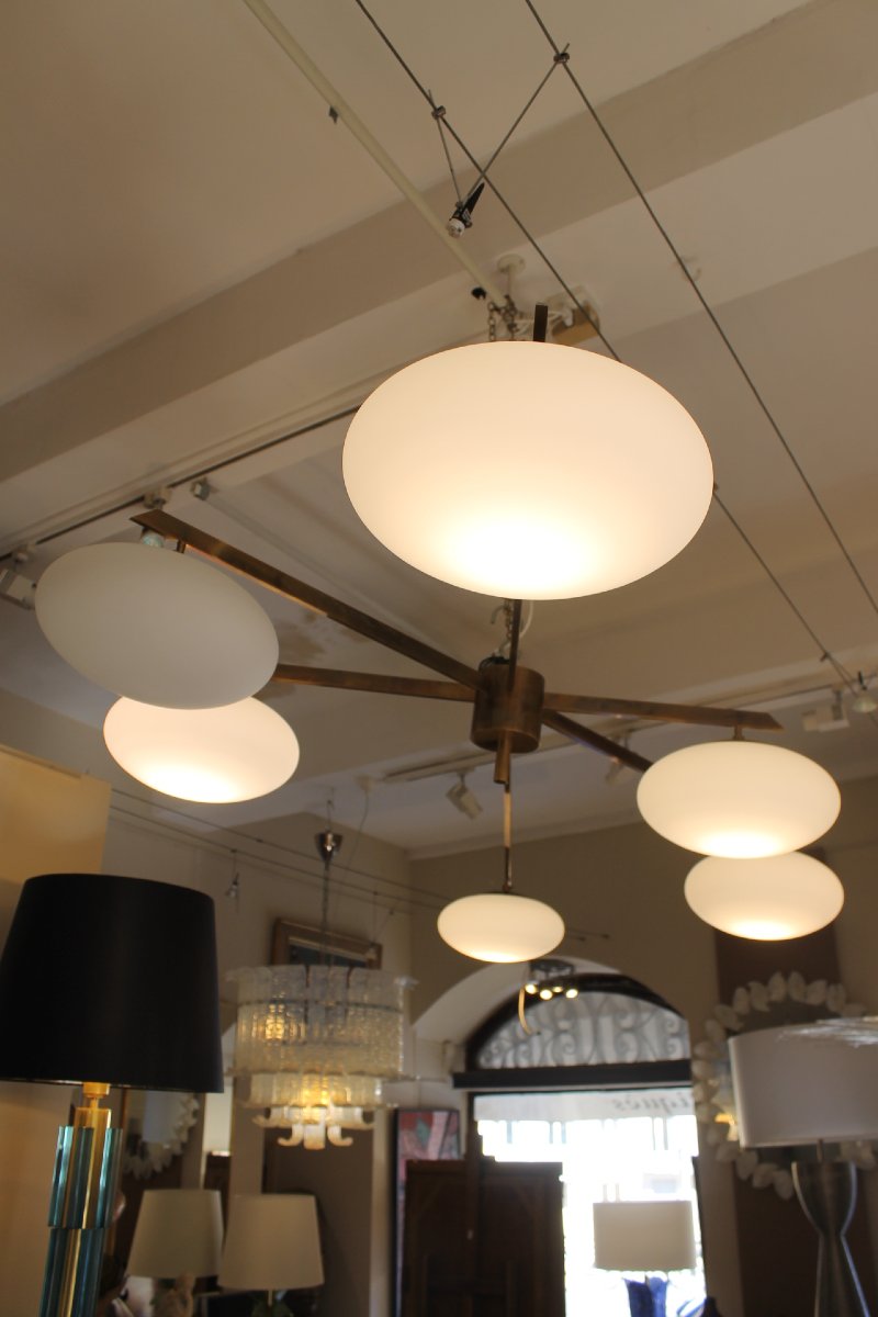 Designer Light Fixture, Stilnovo Style, 6 Globes-photo-4
