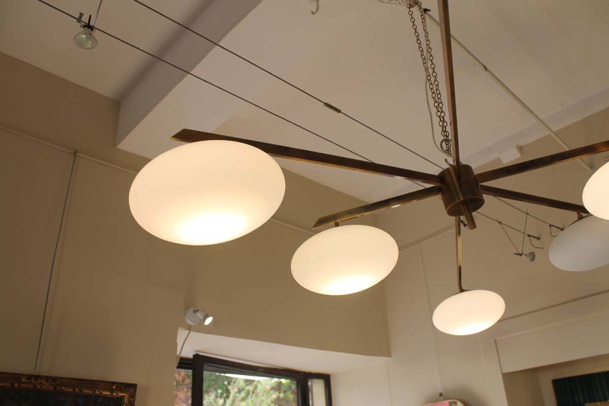 Designer Light Fixture, Stilnovo Style, 6 Globes-photo-5