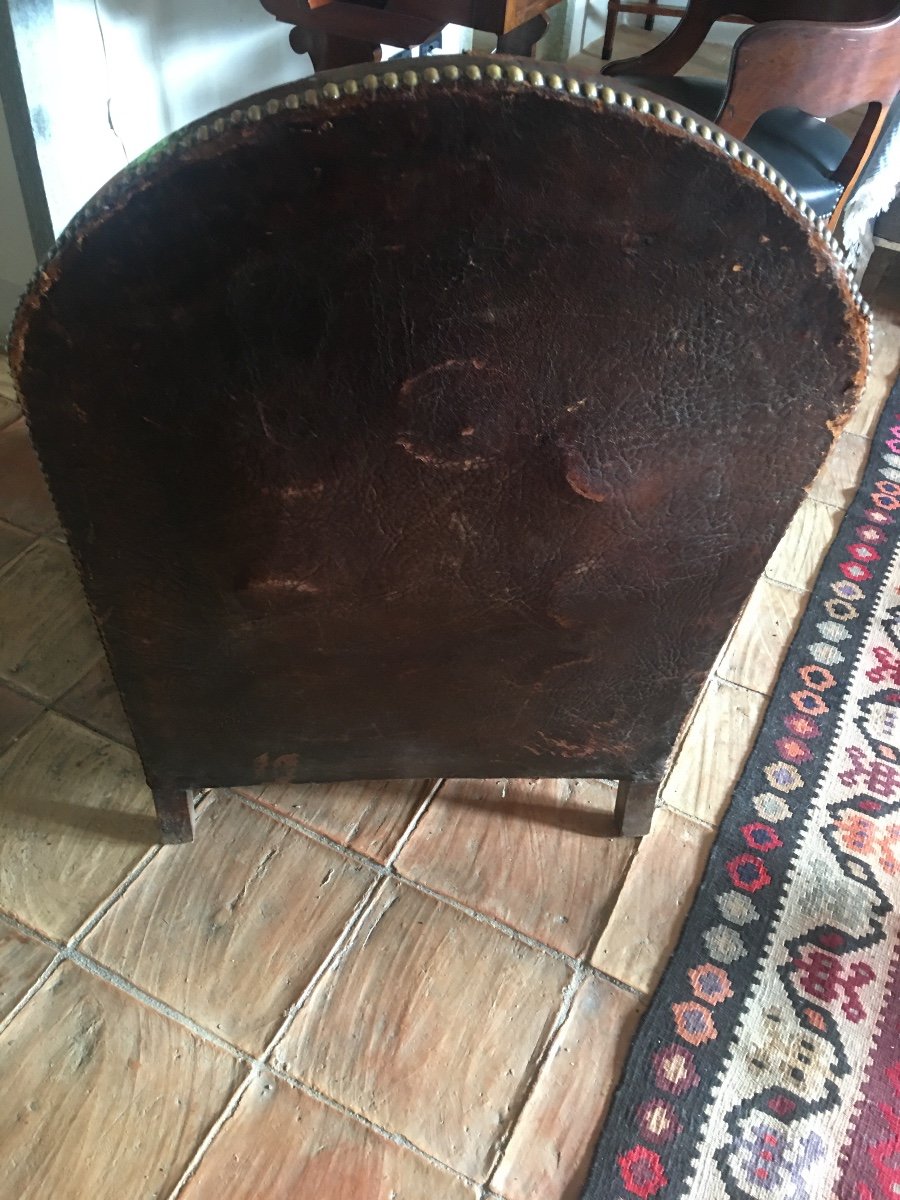 Art Deco Leather Armchair-photo-2