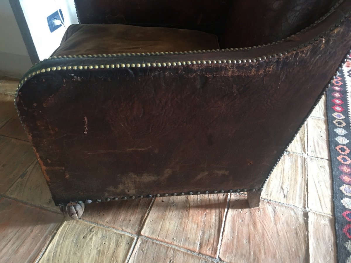 Art Deco Leather Armchair-photo-3
