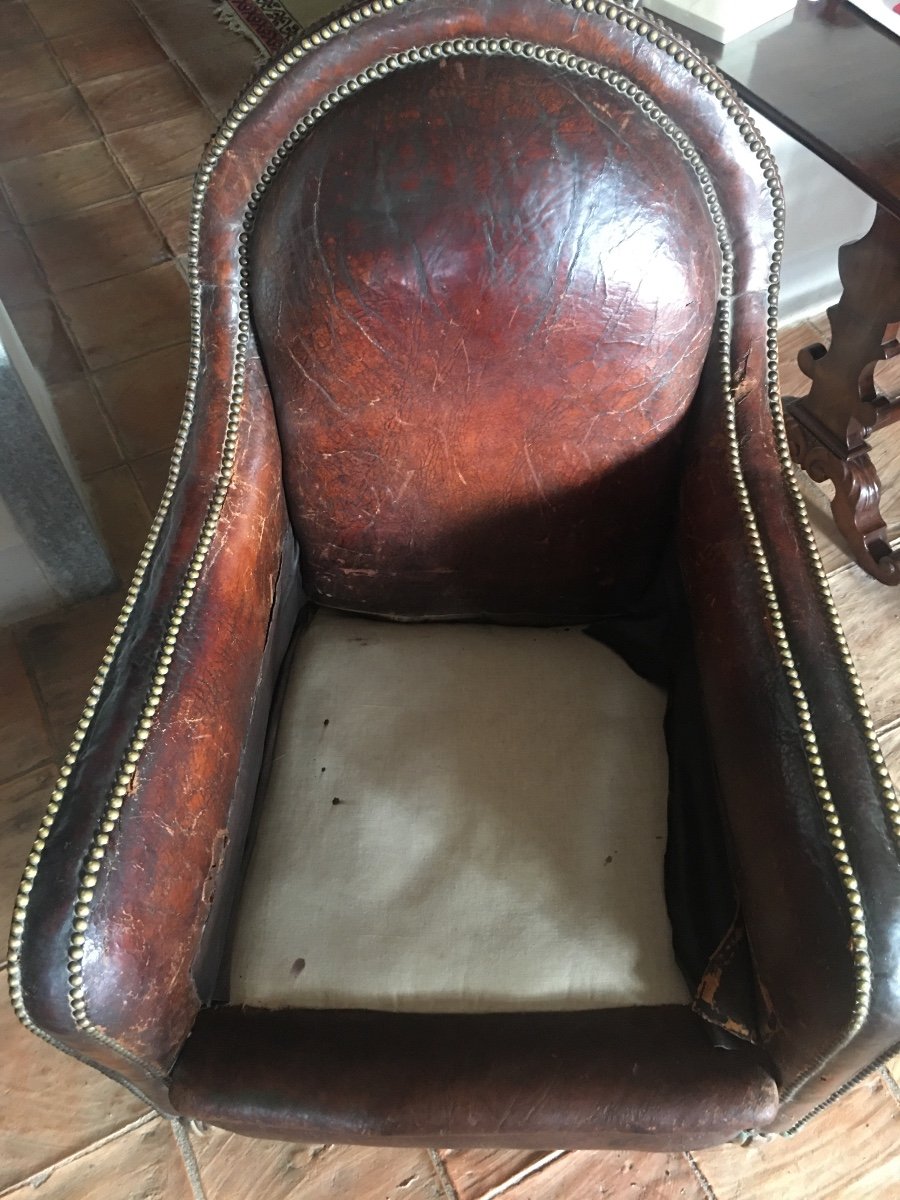 Art Deco Leather Armchair-photo-8