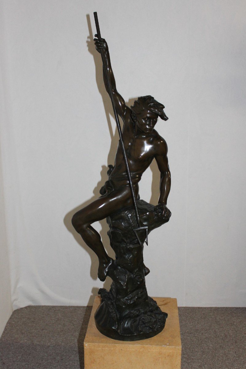 Bronze "le pêcheur au harpon" signé Ferrand Ernest Justin-photo-4