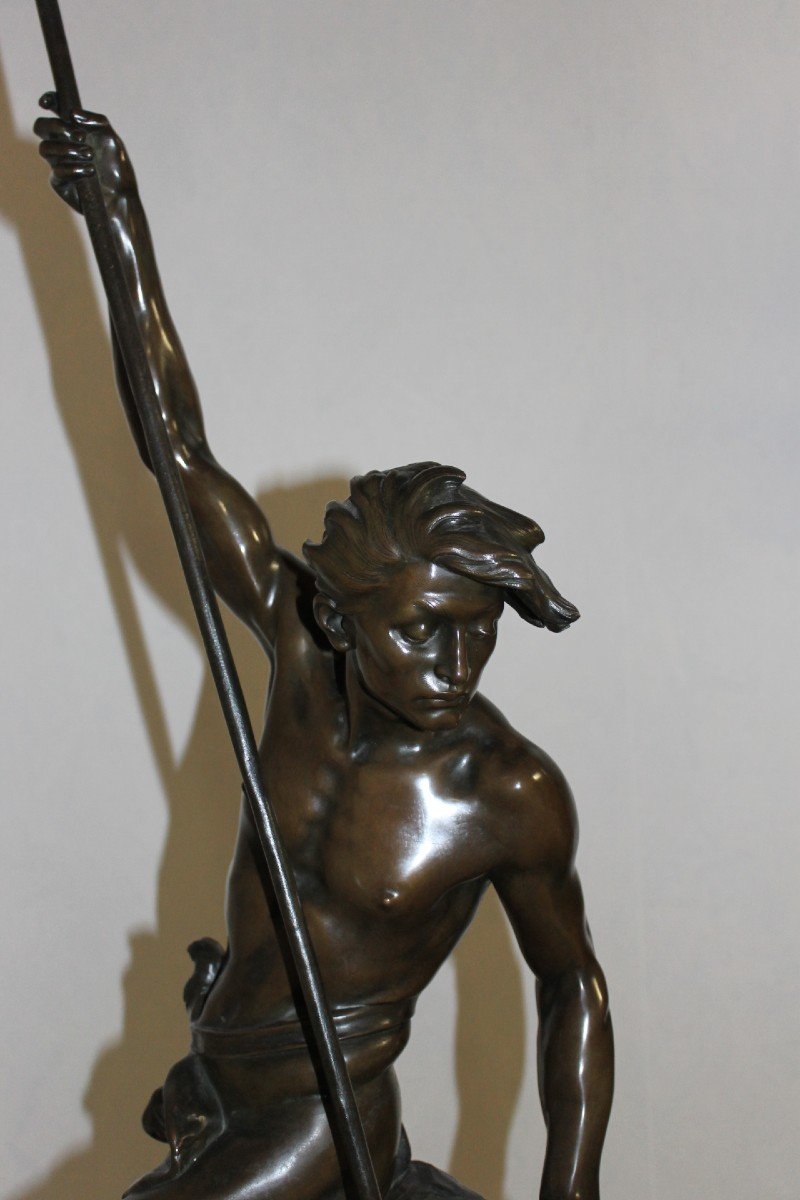 Bronze "le pêcheur au harpon" signé Ferrand Ernest Justin-photo-1