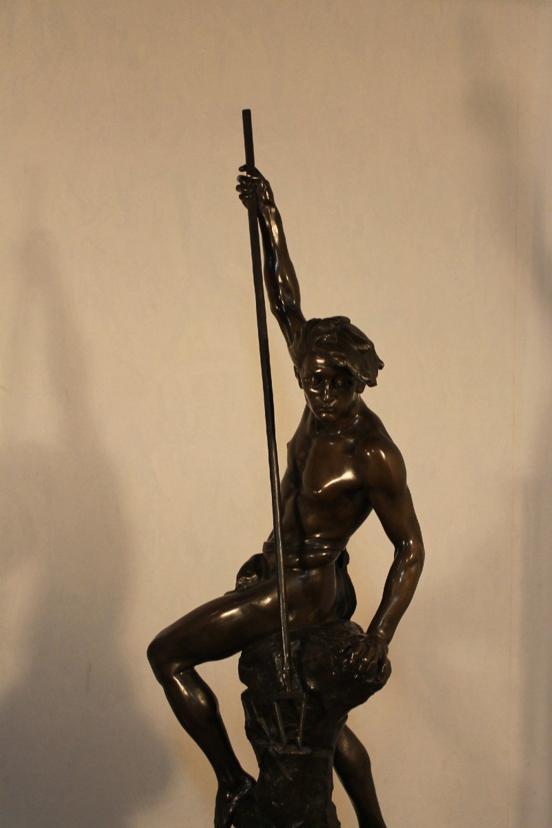 Bronze "le pêcheur au harpon" signé Ferrand Ernest Justin-photo-2