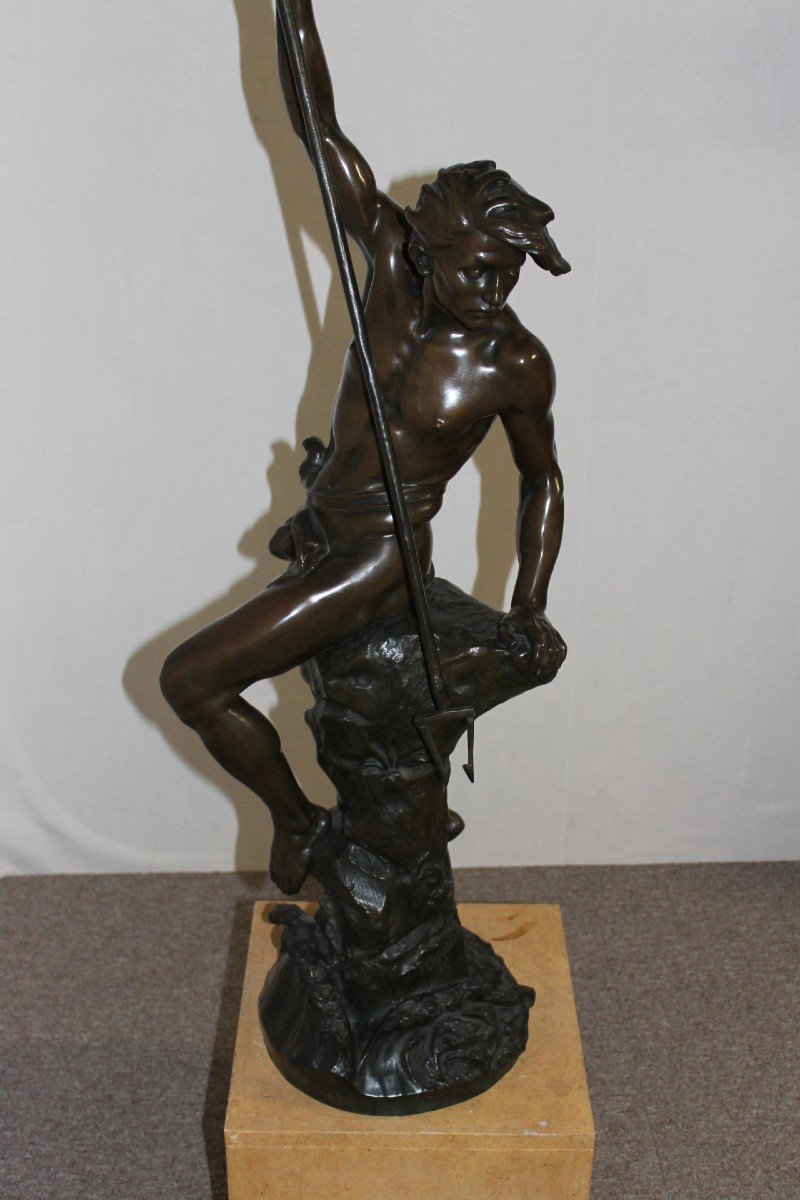 Bronze "le pêcheur au harpon" signé Ferrand Ernest Justin-photo-4