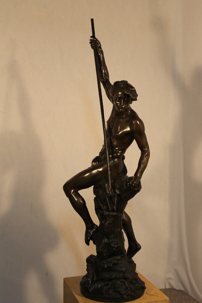 Bronze "le pêcheur au harpon" signé Ferrand Ernest Justin-photo-6