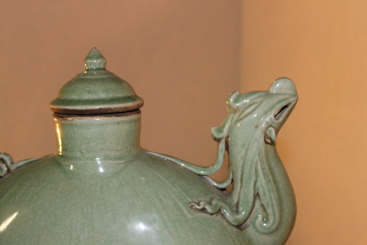 Teapot In Cracked Celadon, XXth-photo-1