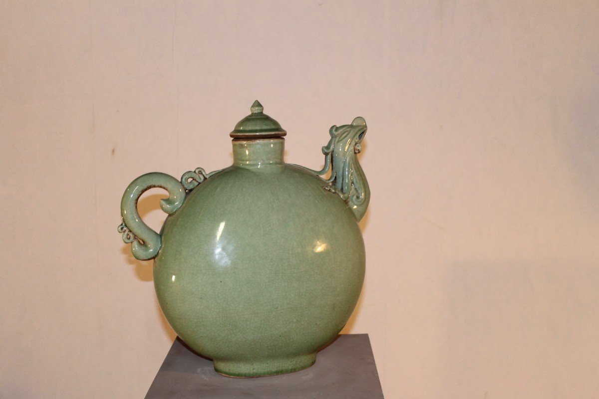 Teapot In Cracked Celadon, XXth-photo-5