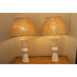 Pair Plaster Lamps, XXth