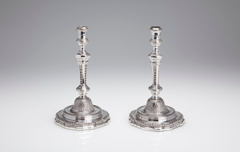 German Silver Candlesticks From The Mid-18th Century Hallmarked