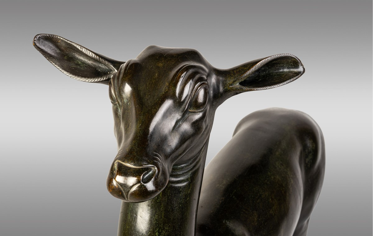 Young Deer In Patinated Bronze Signed Chiurazzi Napoli-photo-2