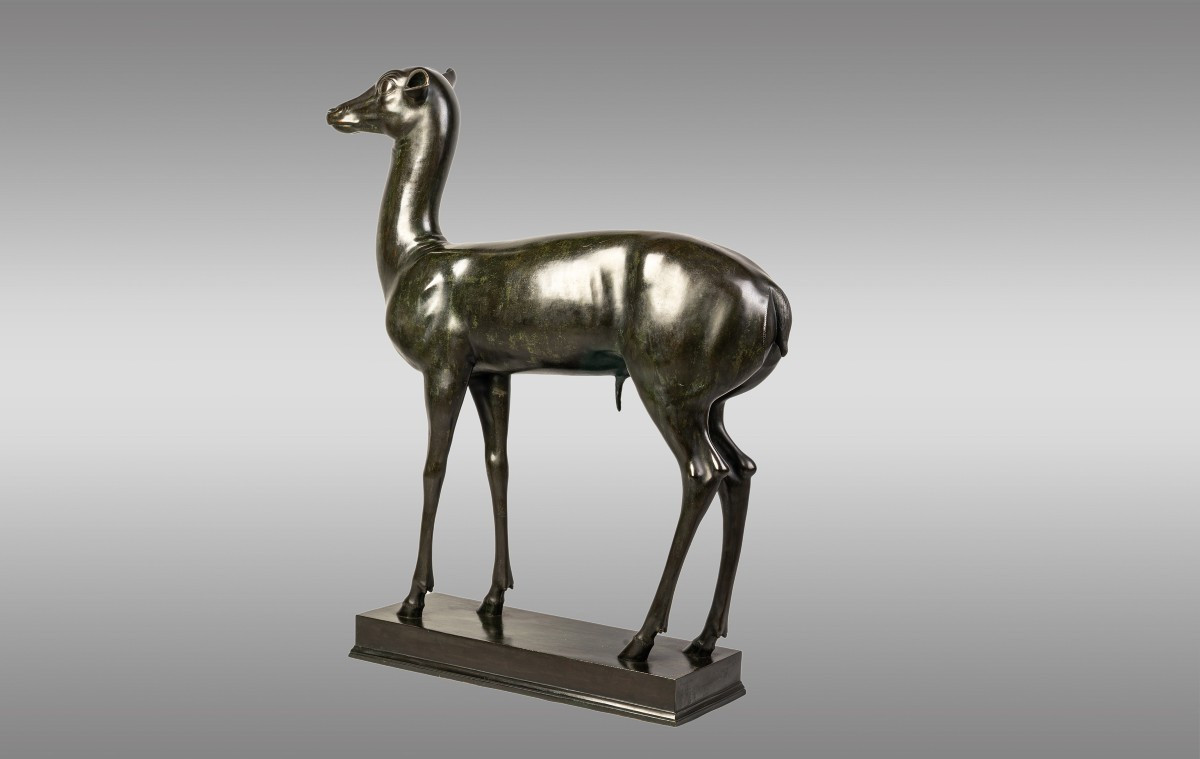 Young Deer In Patinated Bronze Signed Chiurazzi Napoli-photo-3