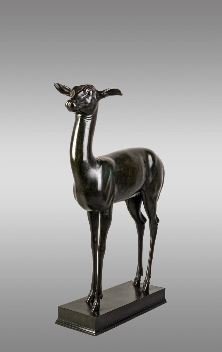 Young Deer In Patinated Bronze Signed Chiurazzi Napoli-photo-4