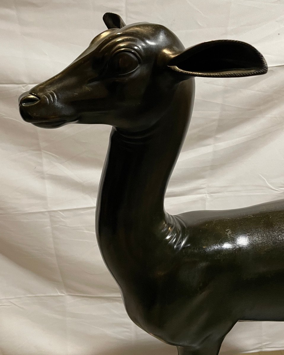 Jeune cerf grandeur nature en bronze signé Chiurazzi -photo-3