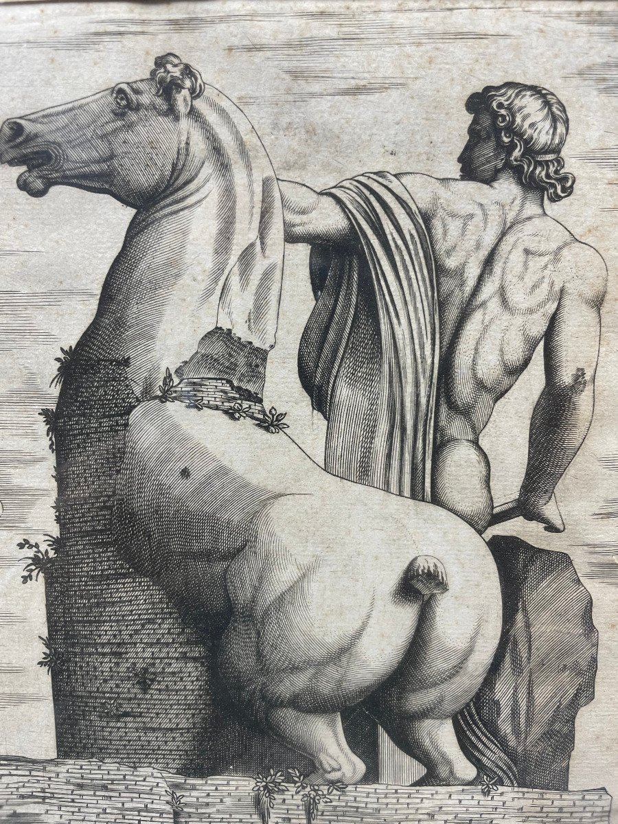 Gravure de Antonio Lafreri.  Vue de derriere des "Dioscuros au Quirinal Rome" XVI-photo-4