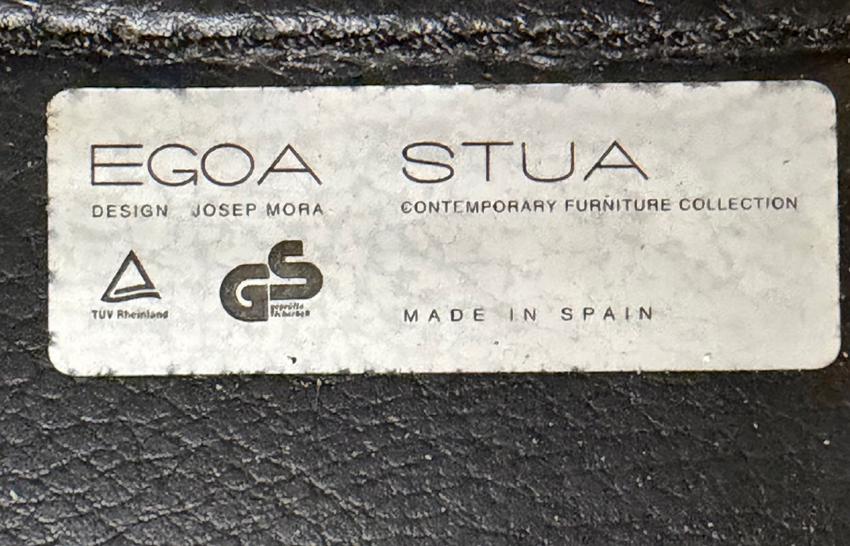 Set Of Eight Armchairs In Steel And Black Leather. Designed By Josep Mora. Model "egoa" 1988-photo-3