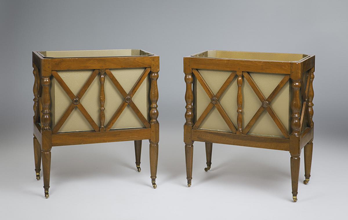 Pair Of French Jardinières In Walnut. Around 1840