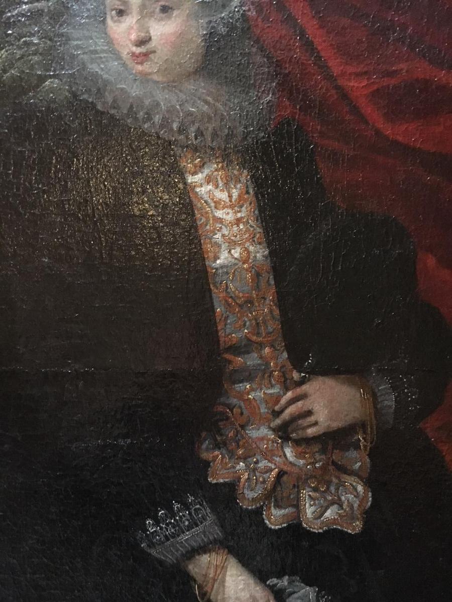 Portrait de une famille noble. Vers 1600. Ecole Holandaise.-photo-3