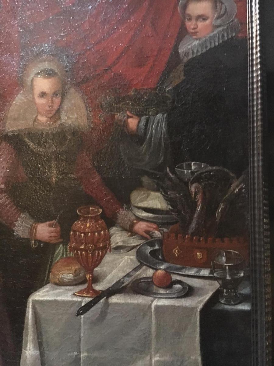 Portrait de une famille noble. Vers 1600. Ecole Holandaise.-photo-4