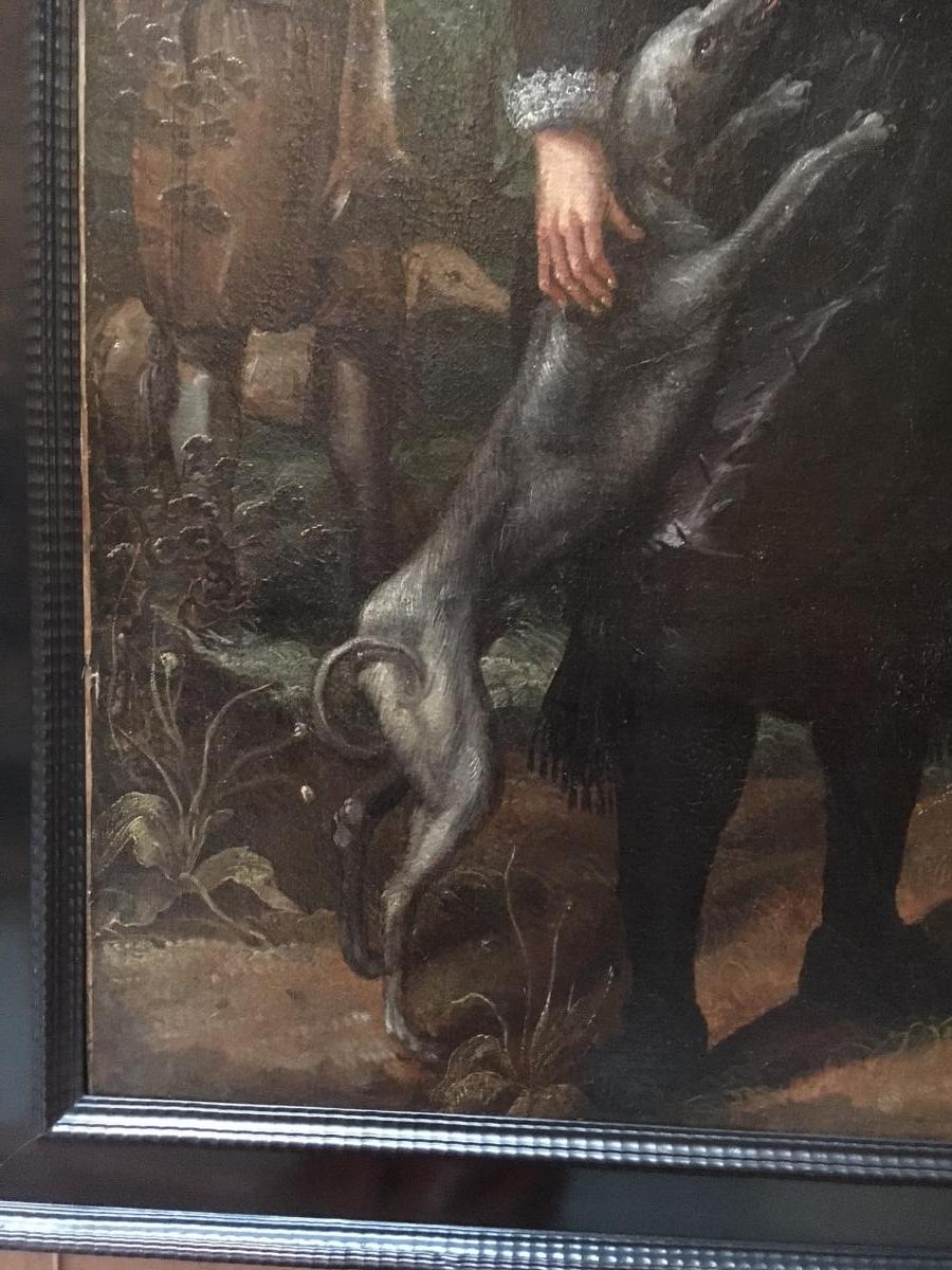 Portrait de une famille noble. Vers 1600. Ecole Holandaise.-photo-1