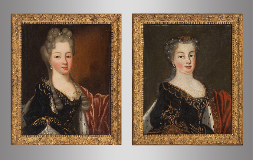 -portraits Of Two Girls Of Louis XV, 18th Century