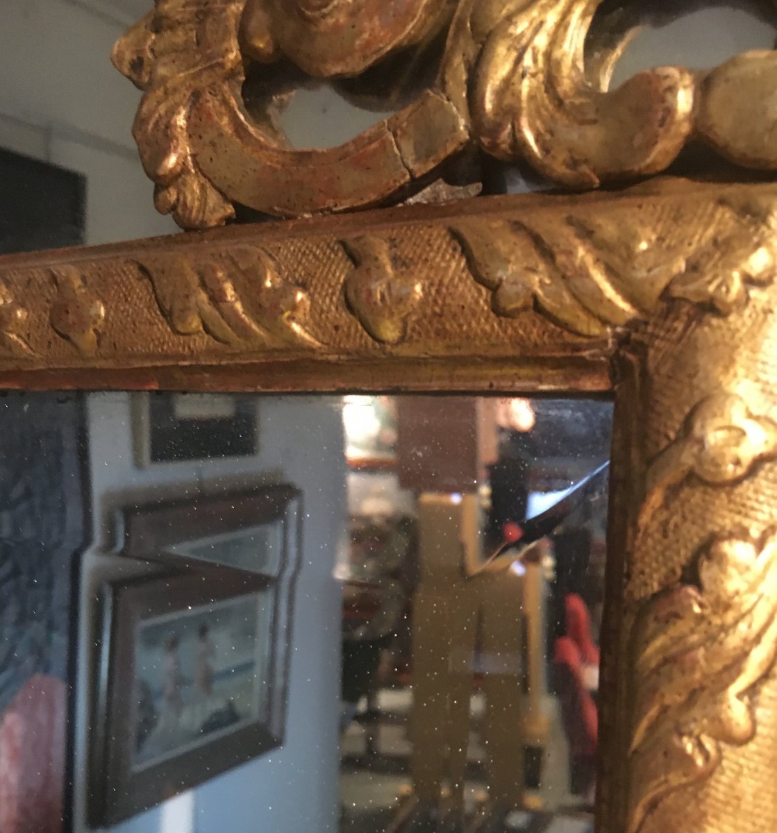Miroir  Regence à pareclose en bois doré. France, 18ème siècle.-photo-4