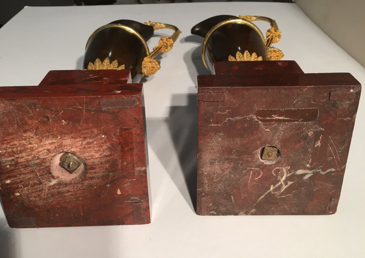 Pair Of Aiguiéres In Patinated And Gilded Bronze, Model By André Ravrio-photo-6